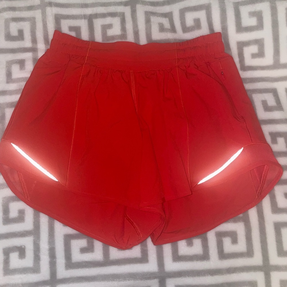 carnation red lululemon shorts